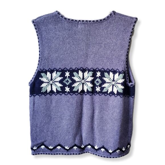 Women ALPS Zip Nordic Purple Cardigan Sweater Vest M Cozy Cabincore Granola - Picture 6 of 10